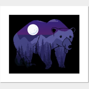 BEAR AT NIGHT Posters and Art